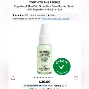 Youth to the people superfood skin drip glow barrier serum with peptides